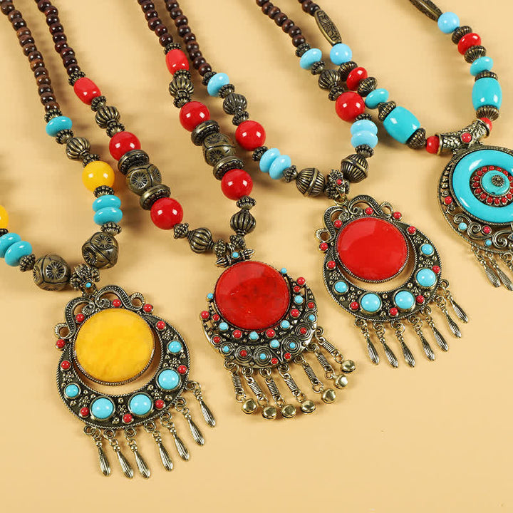 Accesorios para el cabello con borlas y cuentas retro tibetanas