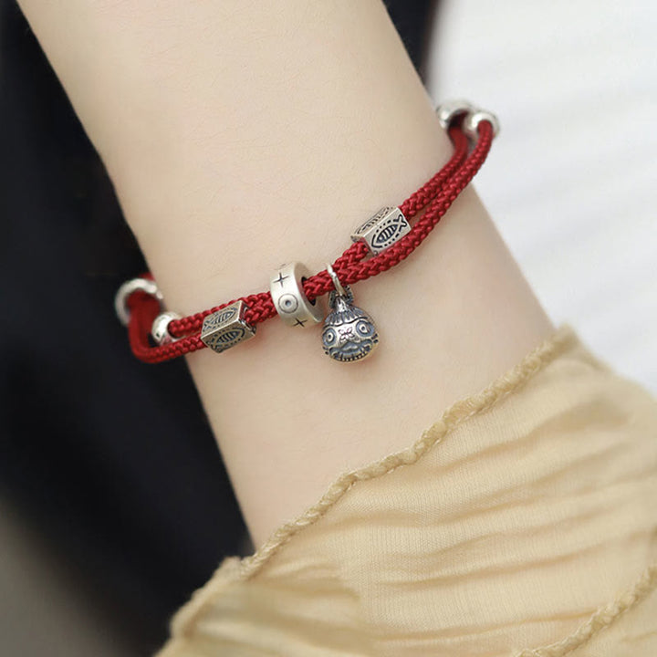 Pulsera trenzada hecha a mano con Buddha Stones , Plata de Ley 925, oro, bestia tragadora, pez Koi, riqueza - image 2