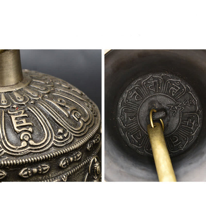 Campana de viento tibetana con grabado de Buda, dragón, campana de cobre, decoración colgante de pared de la suerte