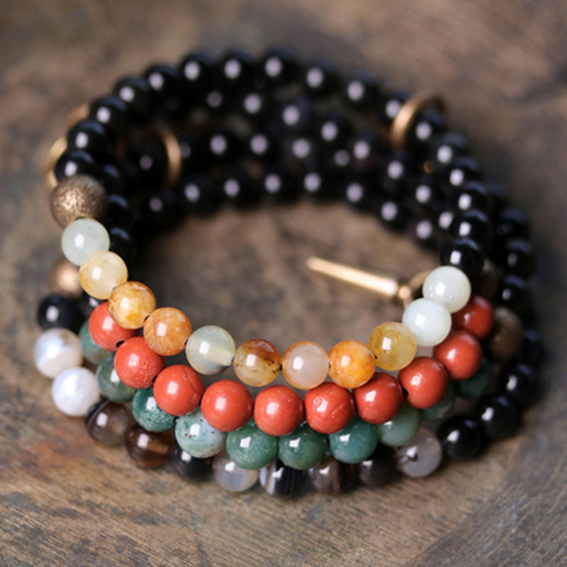 Pulsera de pareja de fuerza de cobre y cristal de sodalita obsidiana negra con Buddha Stones