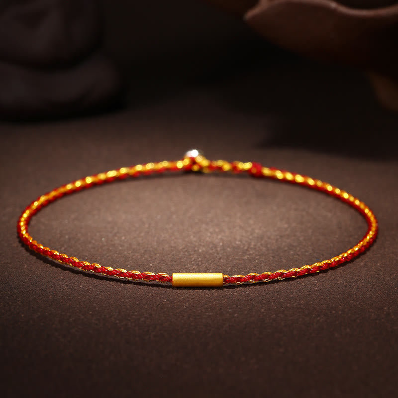 Pulsera de protección trenzada con nudos de deseos de cuatro hilos hecha a mano con cuentas de oro 999 de Buddha Stones