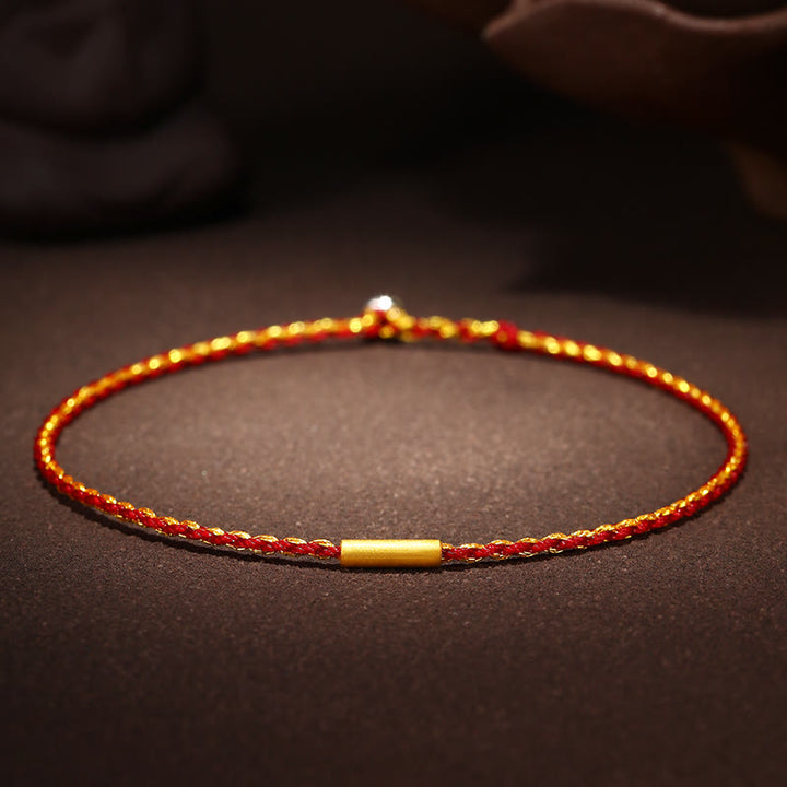 Pulsera de protección trenzada con nudos de deseos de cuatro hilos hecha a mano con cuentas de oro 999 de Buddha Stones