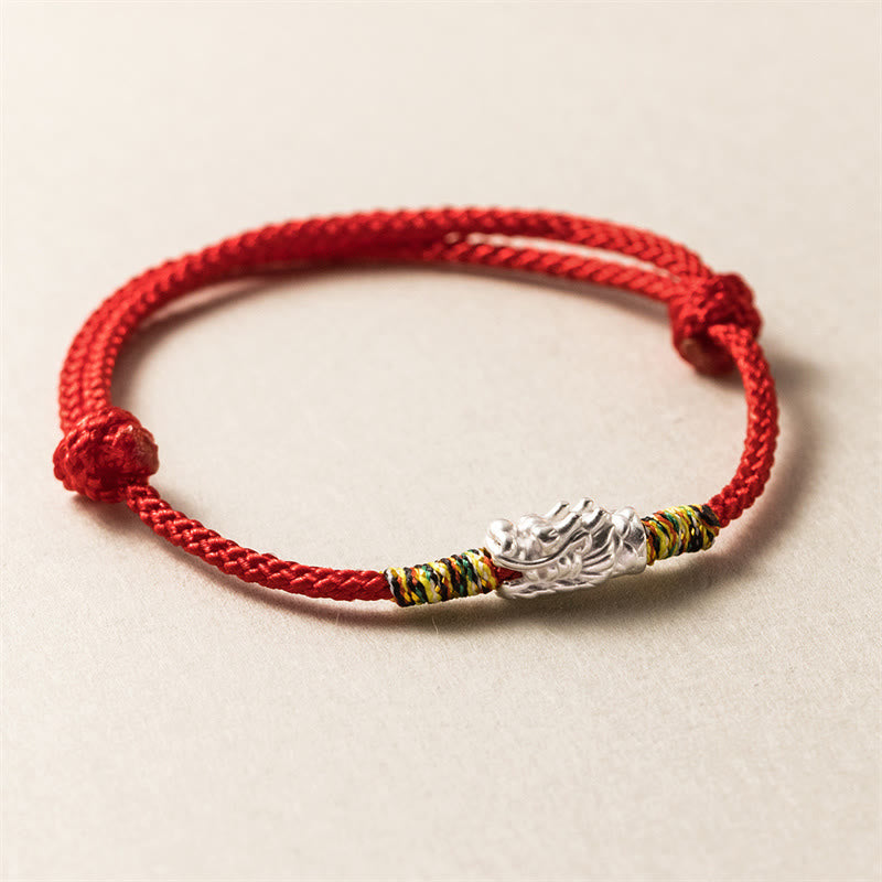 Pulsera de cuerda roja con Buddha Stones de plata de ley 925, Año del Dragón, fuerza de la suerte - image 2