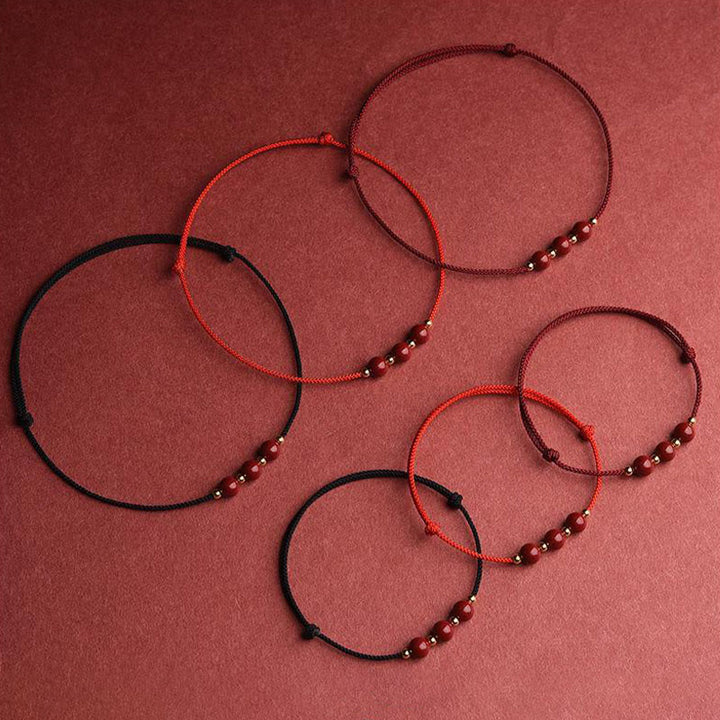 Pulsera tobillera con cuentas de cinabrio de la suerte naturales con Buddha Stones