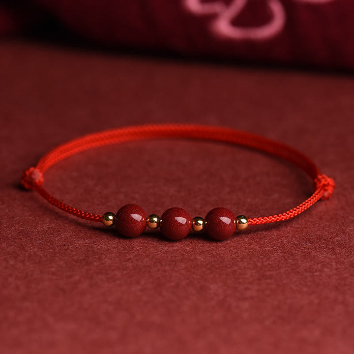 Pulsera tobillera con cuentas de cinabrio de la suerte naturales con Buddha Stones