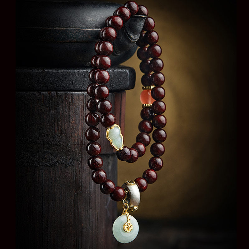 Buddha Stones Zodíaco Chino Buda Natal Hoja Pequeña Sándalo Rojo Jade Ágata Roja PiXiu Sooth Pulsera