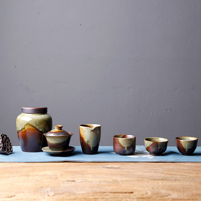 Buddha Stones Vintage marrón Beige horno cambio taza de té de cerámica Kung Fu taza de té tazón