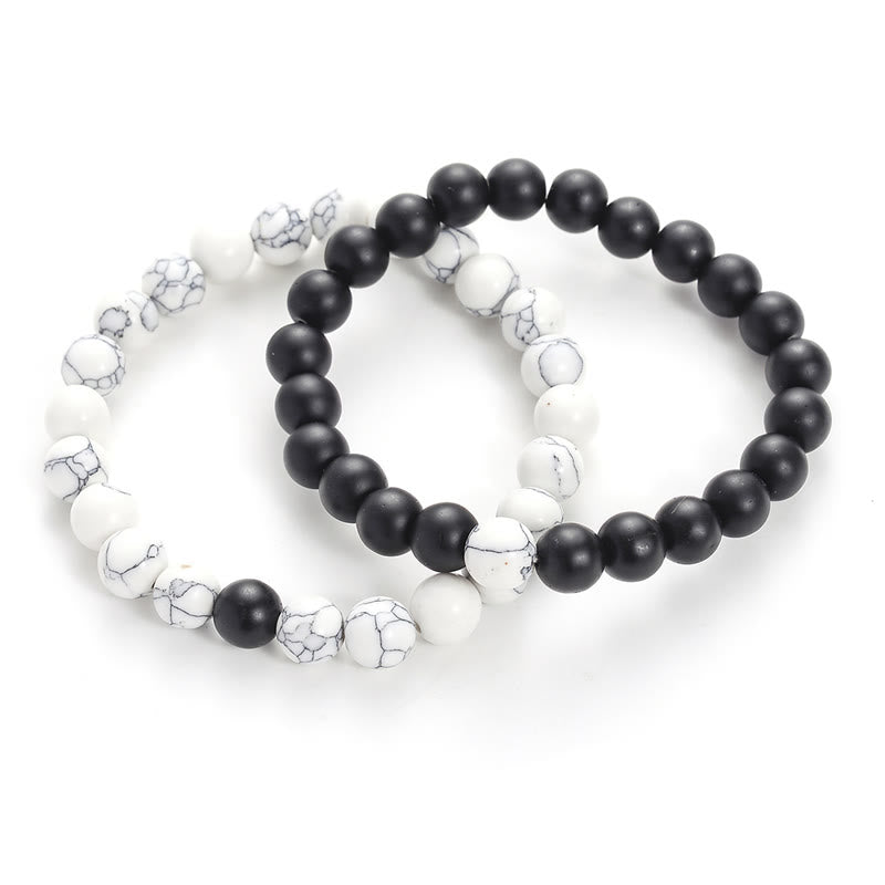 Pulsera de pareja con cuentas de turquesa blanca y piedra esmerilada Natural de Buddha Stones , 2 uds.