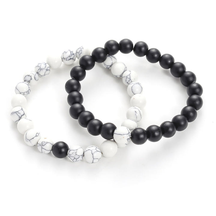 Pulsera de pareja con cuentas de turquesa blanca y piedra esmerilada Natural de Buddha Stones , 2 uds.