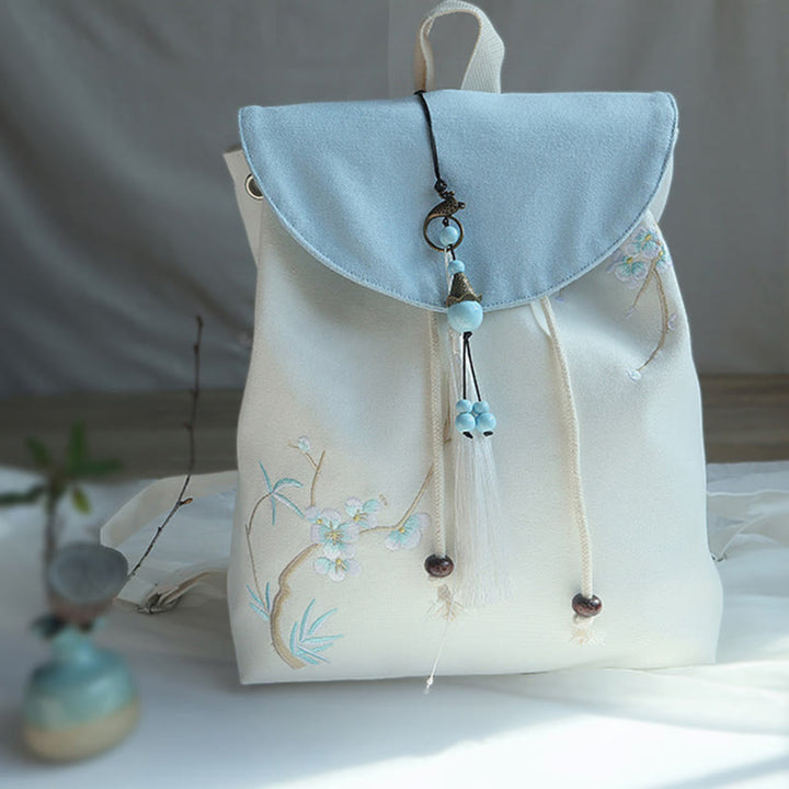 Mochila de lona de gran capacidad bordada hecha a mano con Buddha Stones - image 48