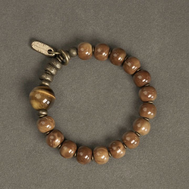 Pulsera de la suerte con Buddha Stones de Kuka, ojo de tigre, brillo dorado, obsidiana, cobre, riqueza