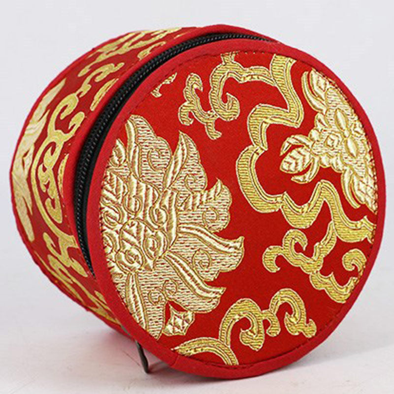 Bolsa de almacenamiento de cuenco tibetano con decoración de cierre de cremallera