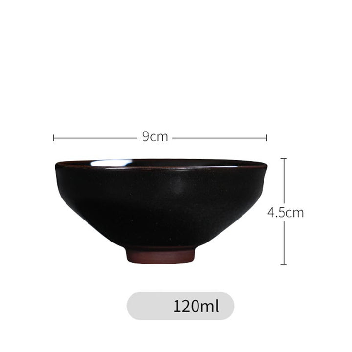 Buddha Stones, hoja de arce dorada, taza de té de cerámica china Jianzhan, tazón de taza de té Tenmoku Kung Fu