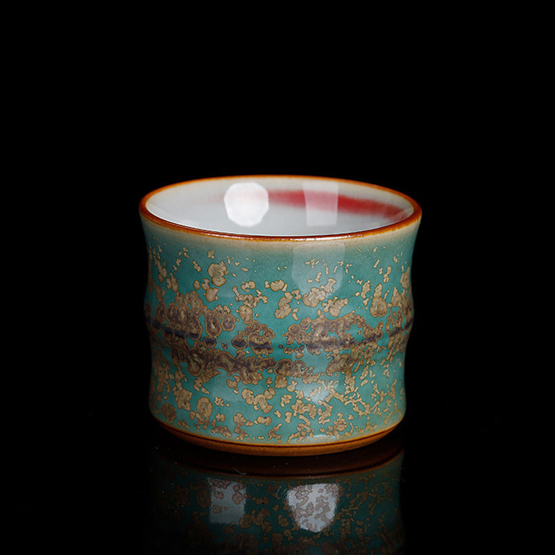 Taza de té de cerámica con diseño de bambú y cambio de horno de Buddha Stones , taza de té de Kung Fu