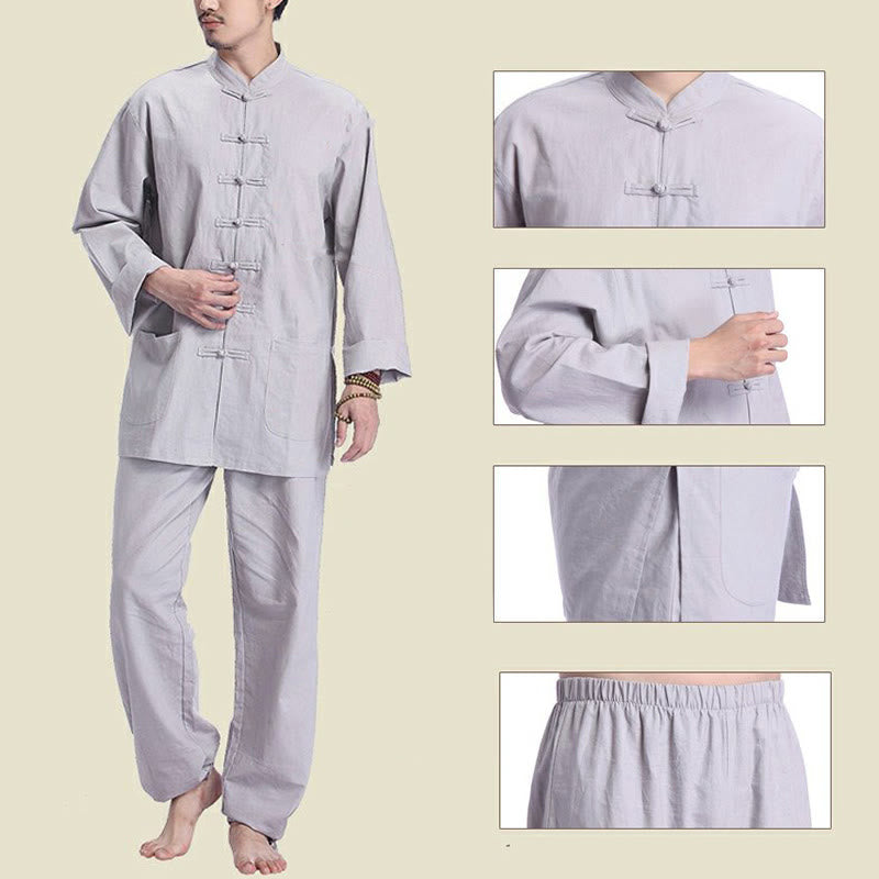 Conjunto de ropa para hombre, diseño de botones de rana china, Buddha Stones , meditación, oración, algodón, lino, espiritual, Zen, práctica de Yoga - image 4