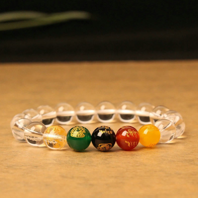 Buddha Stones Cinco Elementos Dios de la Riqueza Pulsera de Riqueza de Cristal de Ágata Varias