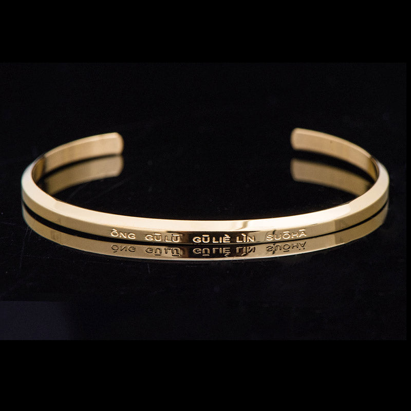 Pulsera de protección de bendición de acero titanio con grabado de seis palabras verdaderas de Buddha Stones