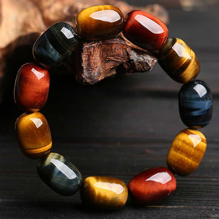 Pulsera de protección curativa de ojo de tigre natural con Buddha Stones