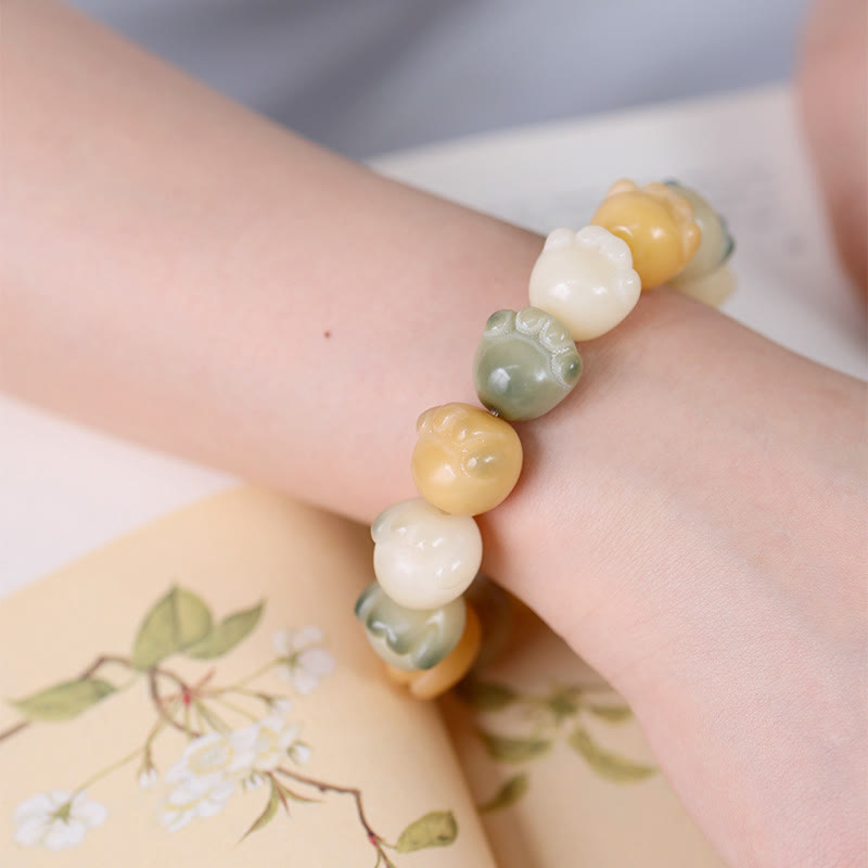 Pulsera de armonía tranquila con diseño de pata de gato y semillas de Bodhi multicapa con Buddha Stones - image 6