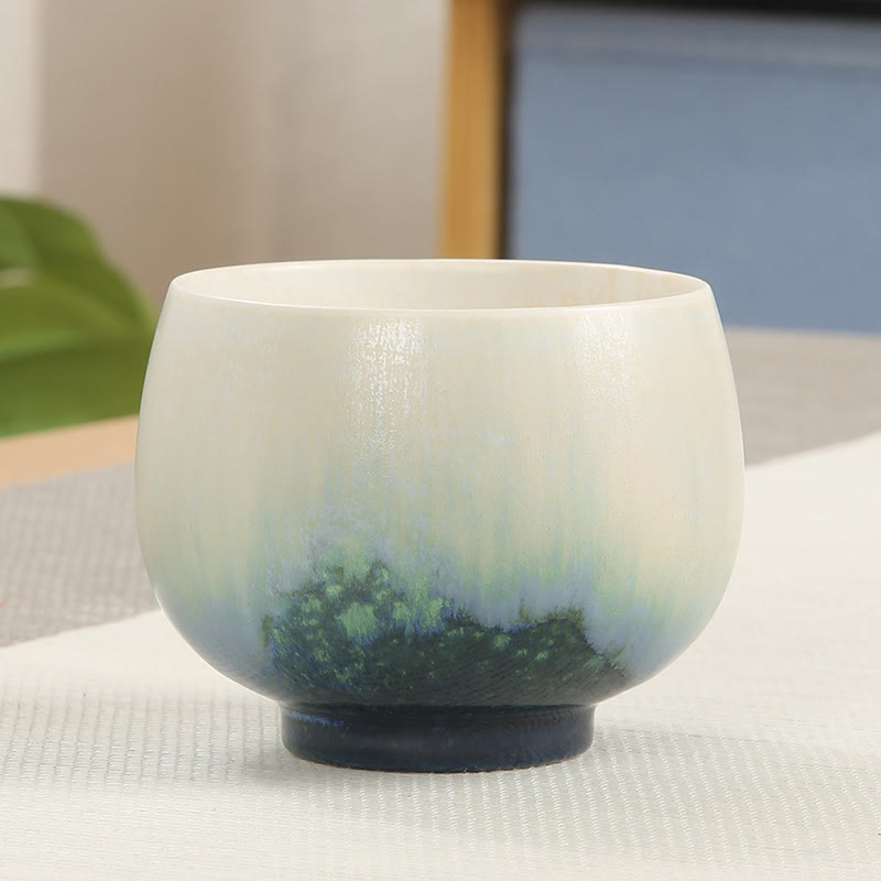 Tazas de té de cerámica verde creativas de Buddha Stones, tazas de té de Kung Fu