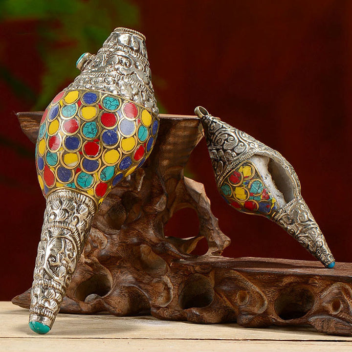 Concha tibetana hecha a mano Natural Shankha colorida concha marina riqueza decoración del hogar