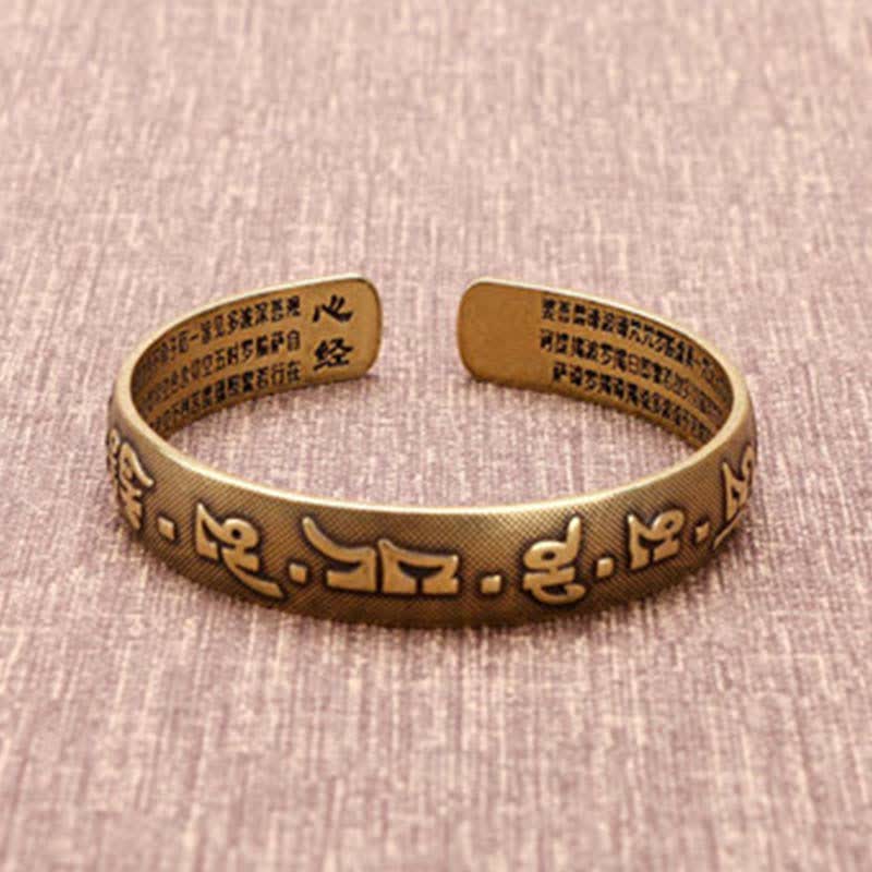 Buddha Stones 2 uds Om Mani Padme Hum dragón Fénix cobre cuero paz brazalete pulsera