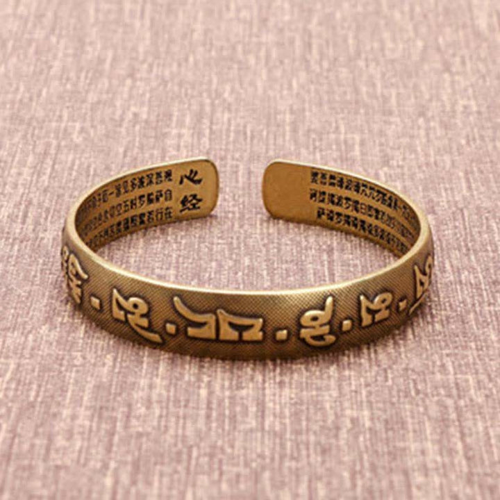 Buddha Stones 2 uds Om Mani Padme Hum dragón Fénix cobre cuero paz brazalete pulsera