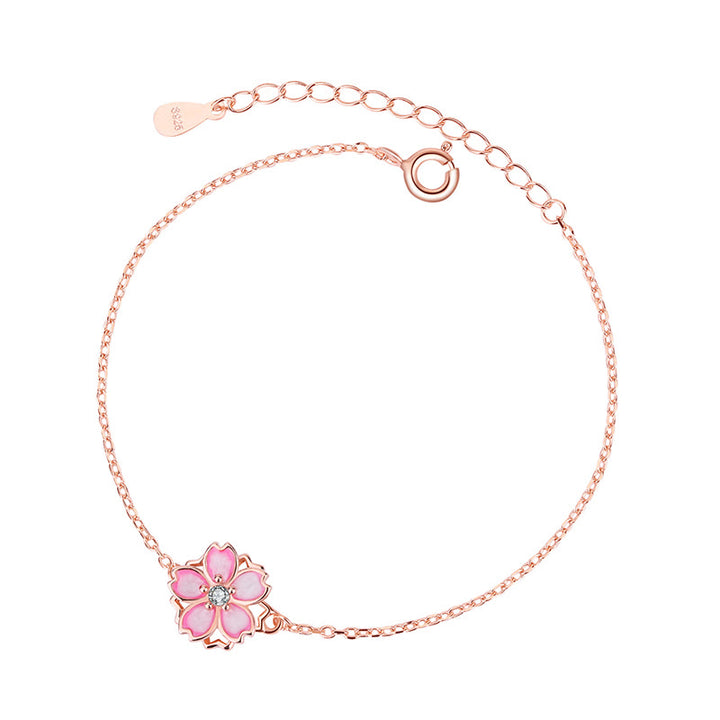 Pulsera con cadena de bendición de flor de cerezo de plata de ley 925 con Buddha Stones , anillo giratorio - image 6