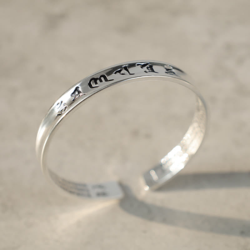 Pulsera de cobre blanco con mantra tibetano de Buddha Stones