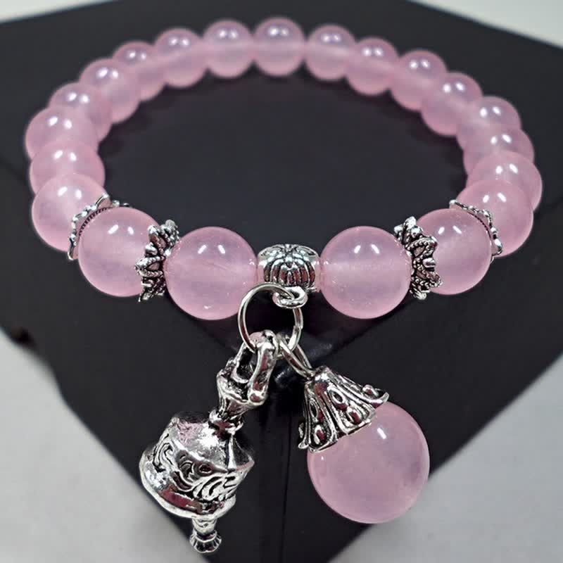 Pulsera con dije de campana con cuentas de energía de piedra de calcedonia de cristal vintage