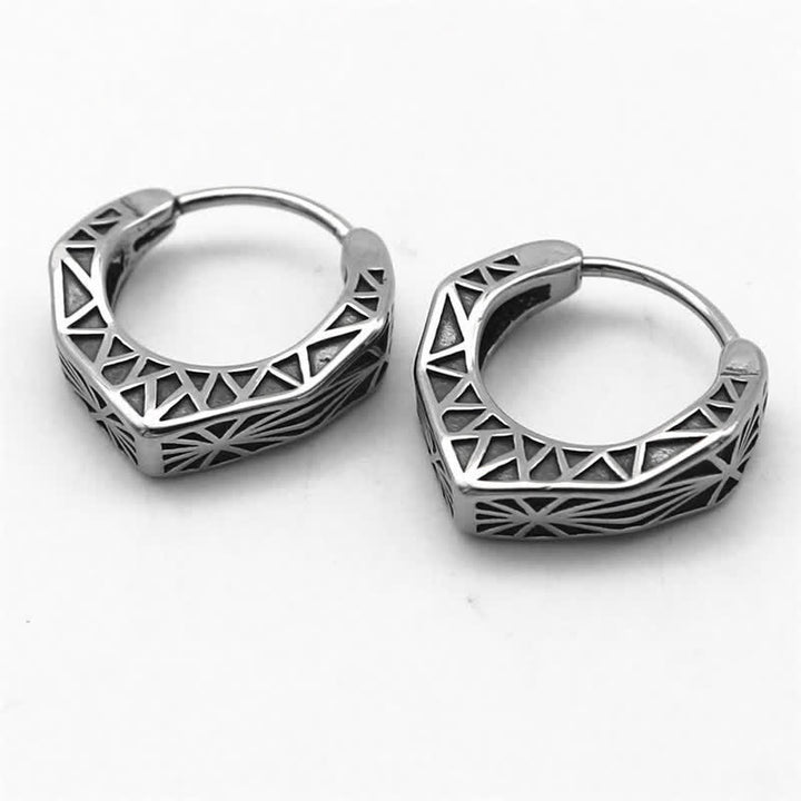 Pendientes de equilibrio de acero y titanio con aro vikingo