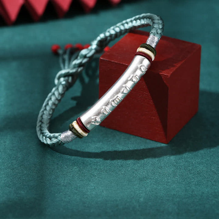 Pulsera de hilo de protección Om Mani Padme Hum de plata de ley 999 con Buddha Stones - Plata de ley 999 - Verde (tamaño de la pulsera 16+4,5 cm) - image 9