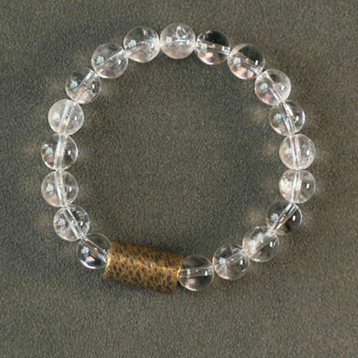 Buddha Stones Cristal blanco Cuarzo hematoide rojo Cuarzo rutilado dorado Pulsera de protección fantasma púrpura