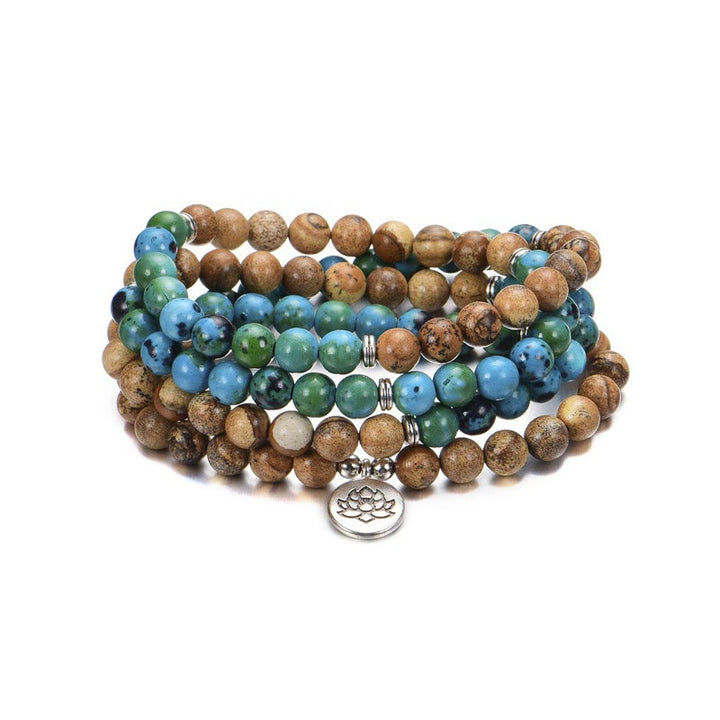 Buddha Stones 108 Mala multicapa curativa para meditación