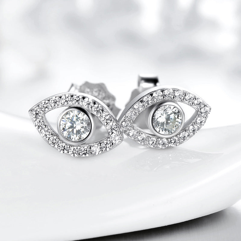Pendientes de plata de ley 925 con Buddha Stones con símbolo del mal de ojo