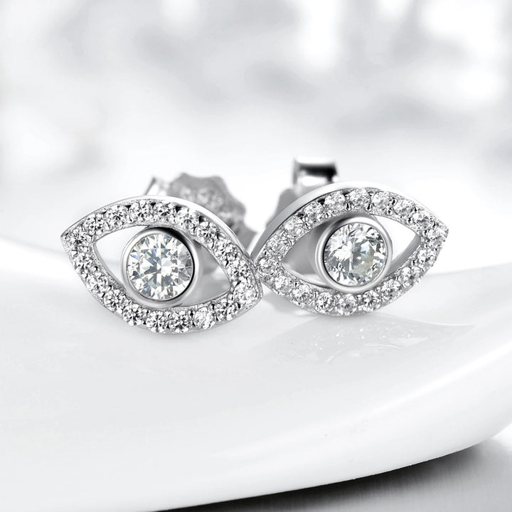 Pendientes de plata de ley 925 con Buddha Stones con símbolo del mal de ojo