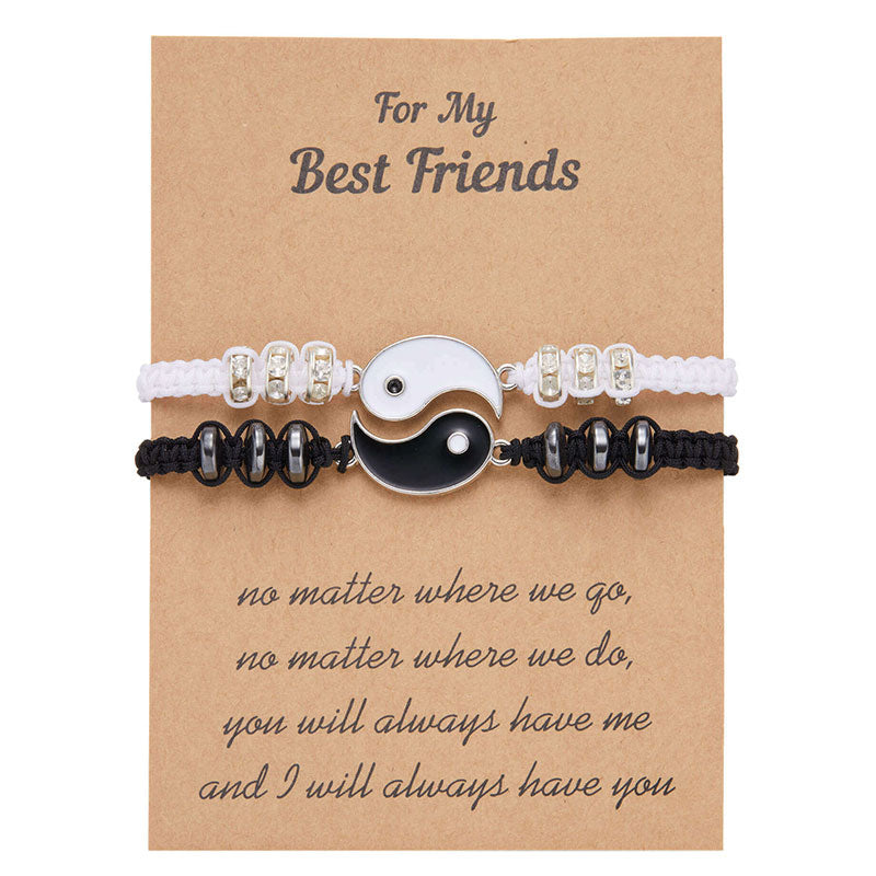 Pulsera de pareja de hematita Yin Yang, 2 piezas, Buddha Stones