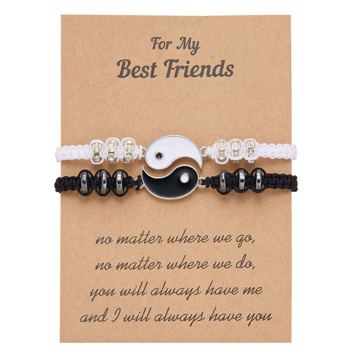 Pulsera de pareja de hematita Yin Yang, 2 piezas, Buddha Stones