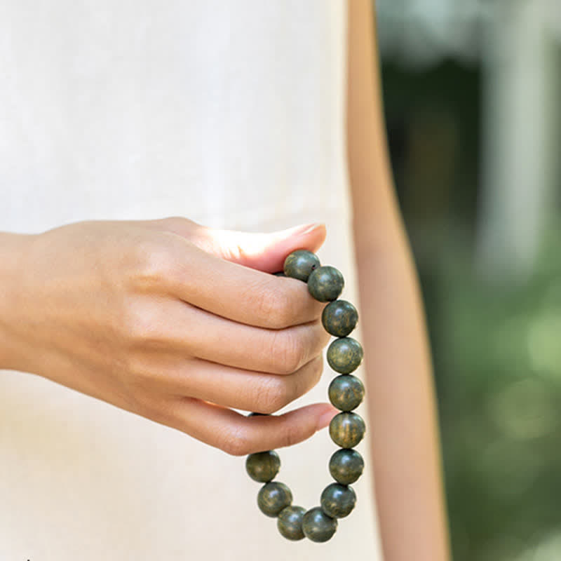Pulsera de curación calmante de sándalo verde tibetano