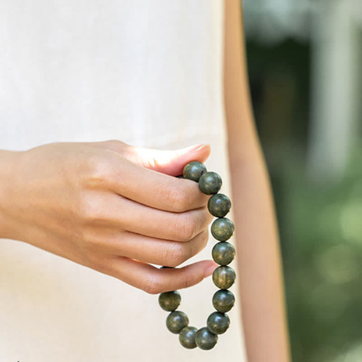Pulsera de curación calmante de sándalo verde tibetano