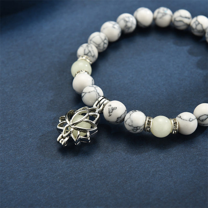 Pulsera de protección de loto con cuentas luminosas de piedra brillante turquesa tibetana de Buddha Stones