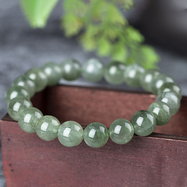 Pulsera de riqueza de bendición de cristal verde natural con Buddha Stones
