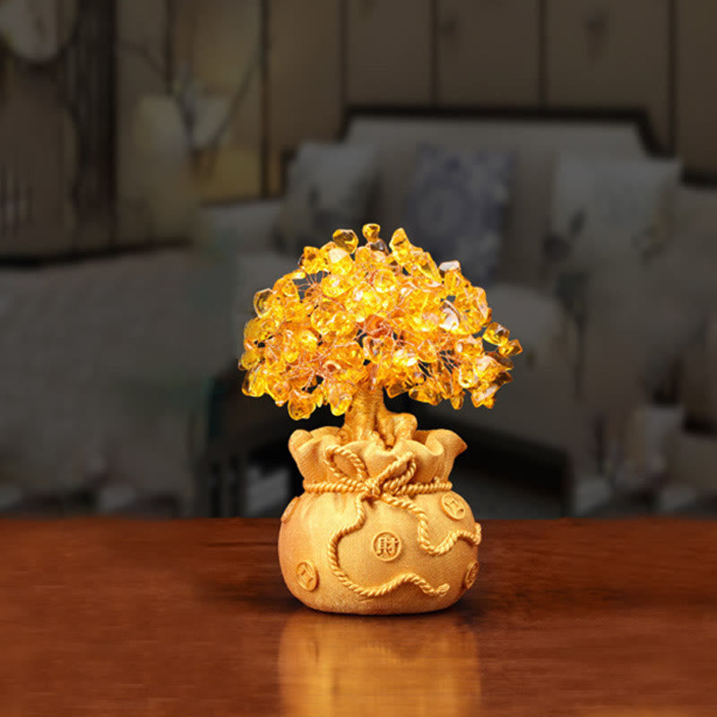 Buddha Stones Adorno de piedras preciosas de árbol de dinero de citrino natural - Feng Shui para la prosperidad - Pequeño árbol de citrino - image 2