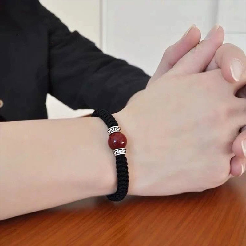 Pulsera de hilo trenzado hecha a mano con cuentas de cinabrio natural de plata de ley 925 con Buddha Stones - image 11