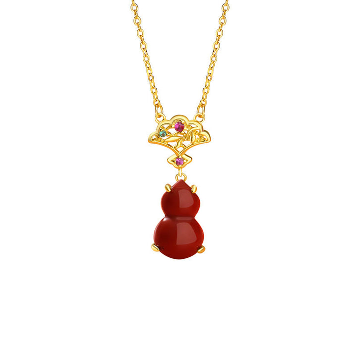 Juego de pendientes con colgante de collar y pulsera de confianza con Buddha Stones, Plata de Ley 925, ágata roja, calabaza, nubes propicias