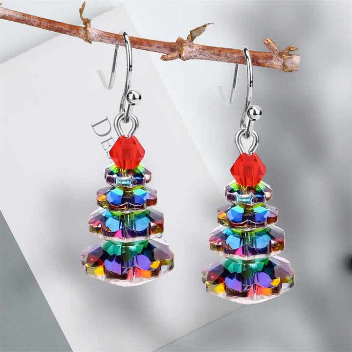 Pendientes colgantes curativos de paz con amatista y árbol de Navidad con varios cristales