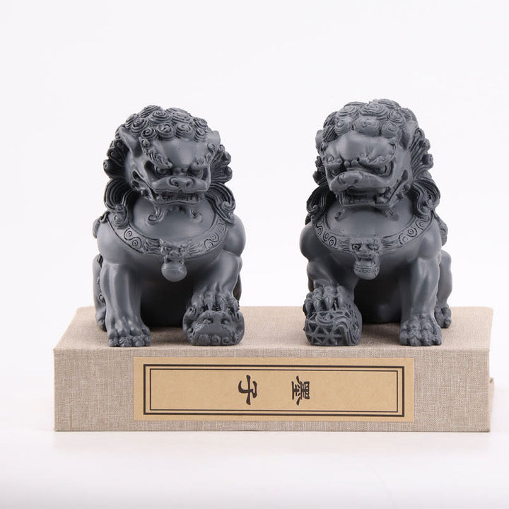 Estatua de León, decoración de resina para el hogar y la Oficina, 2 uds. - Un par de leones grises - image 10