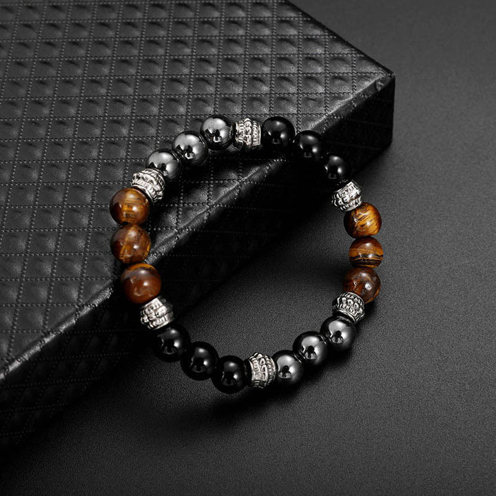 Pulsera de Buena Suerte y Sanación con Buddha Stones Ojo de Tigre y Hematita