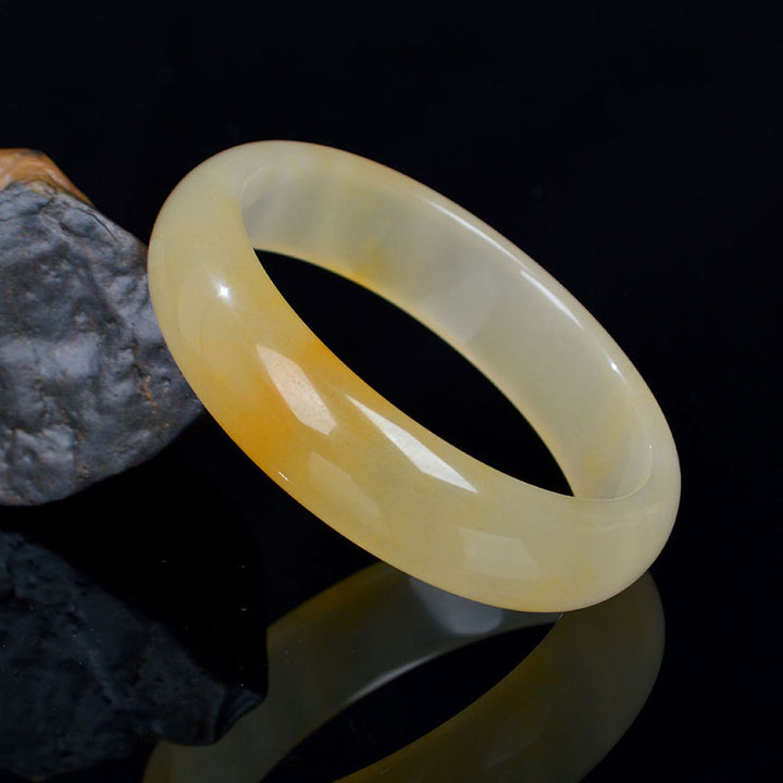 Brazalete de pulsera de riqueza de suerte de jade de seda dorada natural
