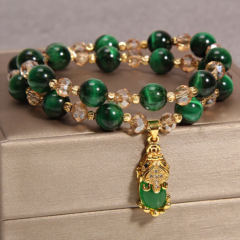 Ojo de tigre Pixiu Fox bolsa de dinero protección confianza en sí mismo pulsera de doble envoltura - image 9